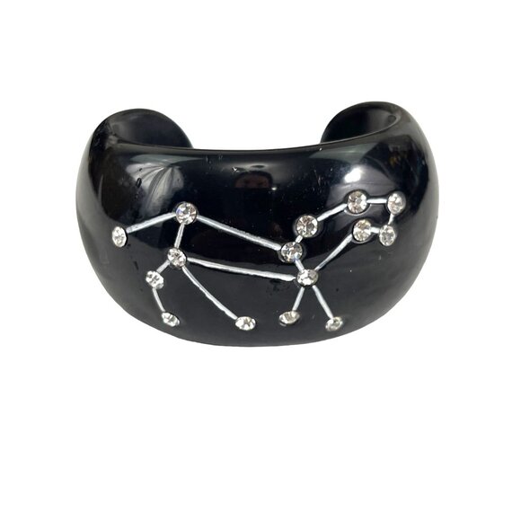 Black Jessica Kagan Cushman Leo Zodiac Cuff Bracelet With Silver Leo Symbols & R - Picture 1 of 8